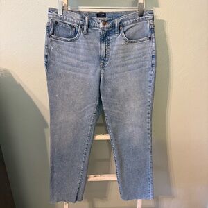 J. Crew Essential Straight Women's Jeans Light Size 30 Frayed Hem High Rise